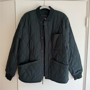 J. Crew Men's Quilted Bomber Jacket - Dark Green
